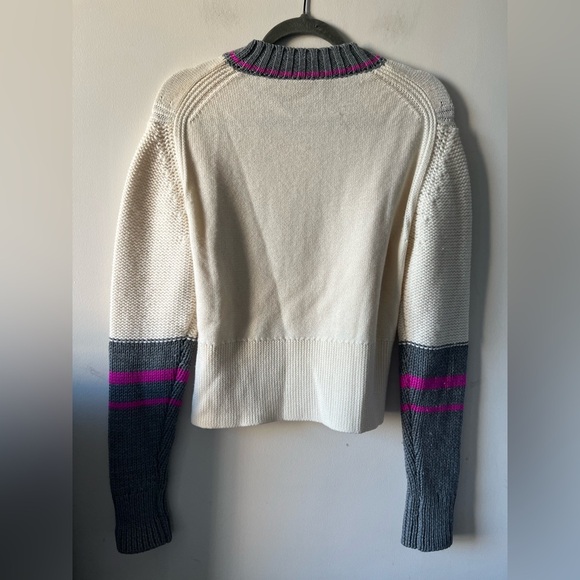 GREY JASON WU 100% Wool Colorblock Puff Sleeved Knit Sweater - Size XS - Picture 9 of 12